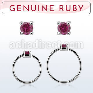 nhge5 aro continuo nariz plata 925 con genuina 2mm rubi engastada distribuidor