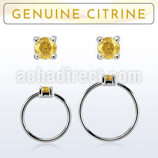 nhge6 aro continuo nariz plata 925 con genuina 2mm citrino engastada distribuidor