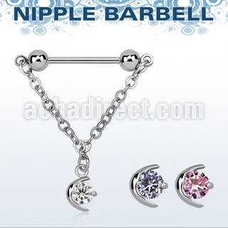 npdl2 barbell pezon acero quirurgico bolas 5mm conectadas traves luna zirconita mayorista