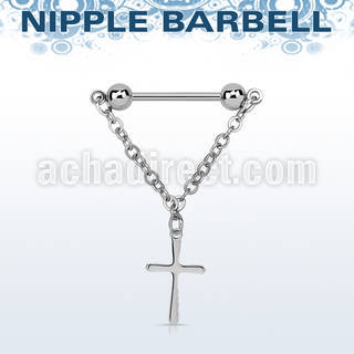 npdl42 barbell pezon acero quirurgico bolas 5mm conectadas traves colgante cruz acero al por mayor