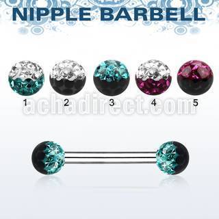 npfr5e barbell pezon acero quirurgico bolas 5mm multi cristal ferido 2 colores lados distribuidor