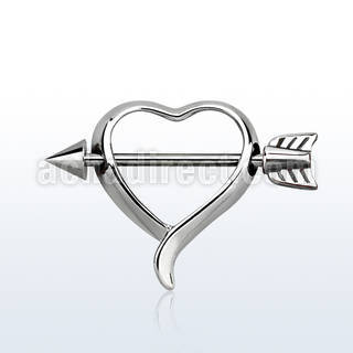 npsh12 heart nipple shield 316l steel barbell cone arrow