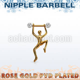 npttd15 barbell pezon acero 316l pvd oro rosa bolas 5mm multi cristal ferido hombre colgando oro rosa distribuidor