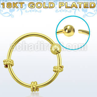 nr27rg tri twisted wire designed gold silver nose hoop w ball
