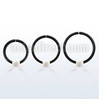 nr31blo black silver seamless nose hoop, 18g w 3mm opal ball