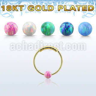 ns03rgo gold silver endless nose hoop w 3mm opal ball 12mm