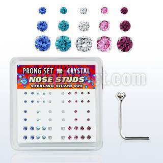 nsbxpbm caja display piercing nariz l plata 925 0 6mm cristal redondo tamanos 1.4mm 1 5mm 2mm venta