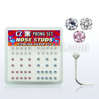 nsczbxm caja display piercing nariz l plata esterlina 925 0 6mm zirconia redondas 2mm distribuidor