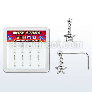nsds16c caja display 16 piercing nariz l plata esterlina 0 6mm estrella cristal claro redondo venta