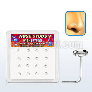 nsfbs16c caja display 16 piercing nariz l plata esterlina 925 0 6mm cristal claro 2 5mm redondo extra plano al por mayor