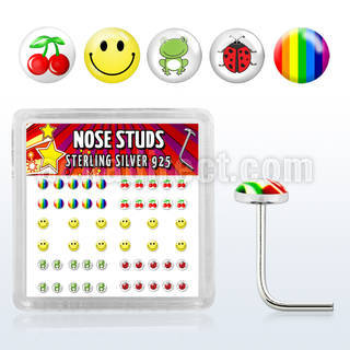 nslgx5 caja display piercing nariz l plata esterlina 925 0 6mm estilos logos variados distribuidor mayorista