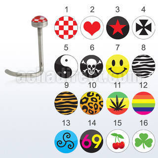 nslgx polished 316l steel stud with tops in assorted designs