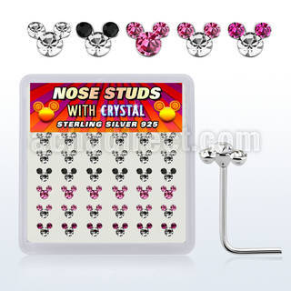nsmos36a caja display 36 piercing nariz l plata esterlina 925 0 6mm 3 cristal redondos cara raton multi colores mayorista