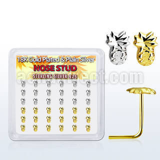 nsmpa36 caja display 36 piercing nariz plata 925 0 6mm pina plata lisa oro 18 kts las al por mayor