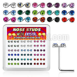 nsmsbxm caja display 36 piercing nariz plata 925 0 6mm nota musical cristal redondo color centro al por mayor
