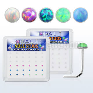 nso15 caja 36 piercing nariz l plata 925 0 6mm opalos sinteticos redondos 1 5mm al por mayor