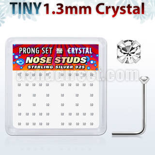 nsp6cx caja display piercing nariz l plata esterlina 925 0 6mm cristal claro 1 25mm al por mayor