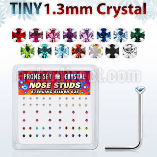 nsp6mx caja display piercing nariz plata esterlina 925 0 6mm cristal 1 25mm varios colores venta