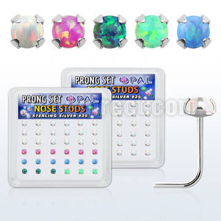 nspo25 caja 36 piercing nariz l plata 925 0 6mm opalos sinteticos redondos 2 5mm mayorista