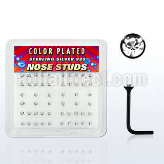 nsrbbxc caja display piercing nariz l plata esterlina 925 negro 0 6mm cristal claro al por mayor