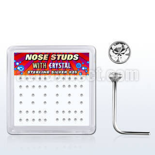 nsrdbxc caja display piercing nariz l plata esterlina 925 0 6mm cristal claro 1 5mm distribuidor