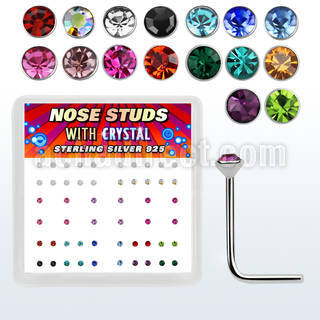 nsrdbxm caja display piercing nariz l plata esterlina 925 0 6mm cristal 1 5mm al por mayor