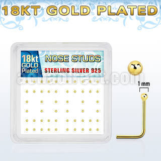nsx18b1 caja display piercing nariz l plata esterlina 925 0 6mm bola 1mm oro 18 kts mayorista