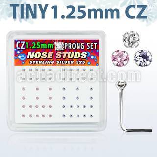 nszbm12 caja display piercing nariz l plata esterlina 925 0 6mm zirconia 1 25mm distribuidor mayorista