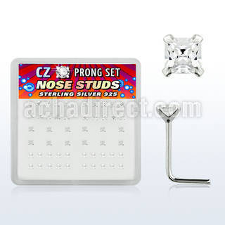 nszbqc caja display piercing nariz l plata esterlina 925 0 6mm zirconia claras cuadrado 2mm mayorista
