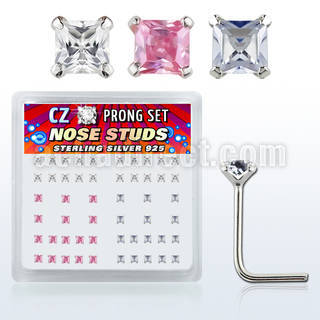nszbqm caja display piercing nariz l plata esterlina 925 0 6mm zirconia cuadrado 2mm distribuidor mayorista