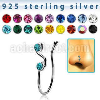 nvcl8 silver fake nose clip w a musical note w two crystals