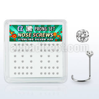 nwczbxc caja display 52 piercing nariz l plata esterlina 0 6mm zirconia 2mm distribuidor