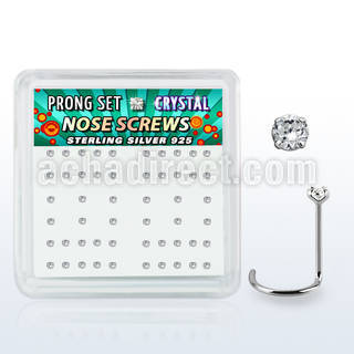 nwpbc caja display 52 piercing nariz l plata esterlina 0 6mm cristal 1 5mm mayorista