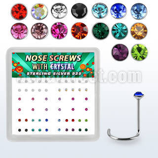 nwrdbxm caja display 52 piercing nariz l plata esterlina 0 6mm cristal 1 5mm distribuidor