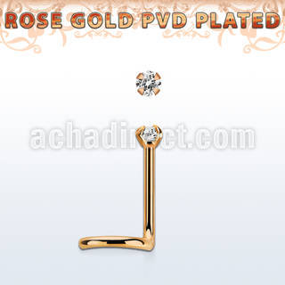 nwttzr2 piercing nariz acero chapado pvd oro rosa cz redonda color claro