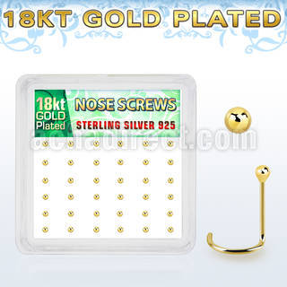 nwx18b caja display 52 piercing nariz l plata esterlina oro 18 kts 0 6mm bola 1 5mm mayorista