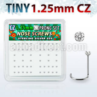 nwzbc12 box w 52 silver nose screws w prong set 1.25mm clear czs