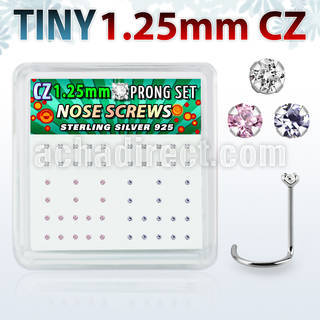 nwzbm12 caja display 52 piercing nariz l plata esterlina 0 6mm zirconia 1 25mm mayorista