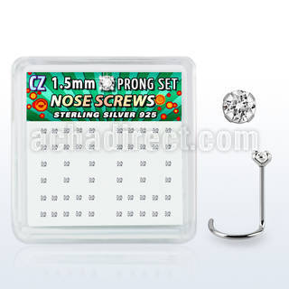 nwzbxc caja display 52 piercing nariz l plata esterlina 0 6mm zirconia 1 5mm venta