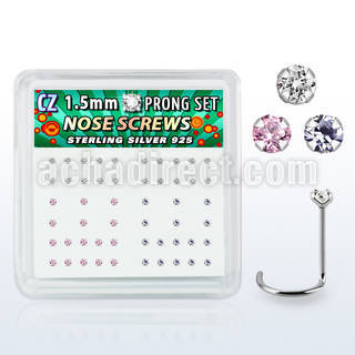 nwzbxm caja display 52 piercing nariz l plata esterlina 0 6mm zirconia 1 5mm distribuidor mayorista
