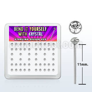 ny14cx caja display piercing nariz doblar tu mismo plata 925 0 6mm cristal redondo claro 2mm distribuidor