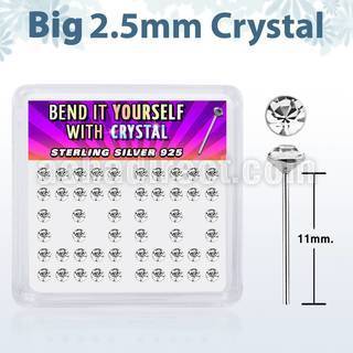 ny19cx caja display piercing nariz doblar tu mismo plata esterlina 925 0 6mm cristal claro 2 5mm distribuidor mayorista