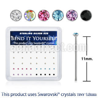 ny6mxsw 925 silver nose studs assorted swarovski crystal