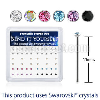 ny9mxsw 925 silver nose studs assorted swarovski crystal