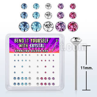 nybxmm2 caja display piercing nariz doblar tu mismo plata esterlina 925 0 6mm cristal redondos al por mayor