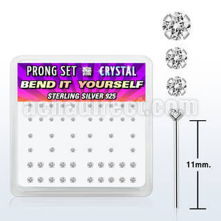 nybxpbc caja display piercing nariz doblar tu mismo plata esterlina 925 0 6mm cristal redondos claros mayorista