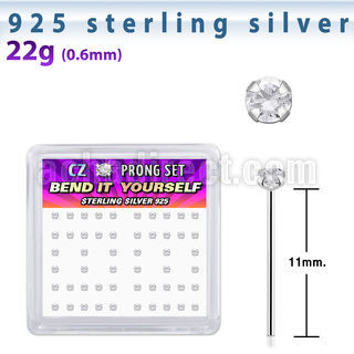 nyczbxc silver bend it nose studs with 2mm round prong cz
