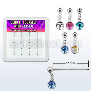 nydm16 caja display 16 piercing nariz doblar tu mismo plata esterlina 925 0 6mm bola cristal redondo colgado mayorista