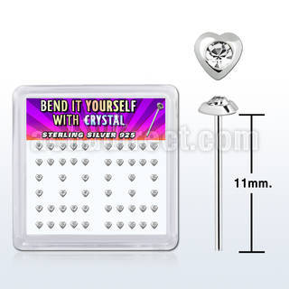 nyhrbxc caja display piercing nariz doblar tu mismo plata esterlina 925 0 6mm corazon cristal cristal centro claro redondo distribuidor