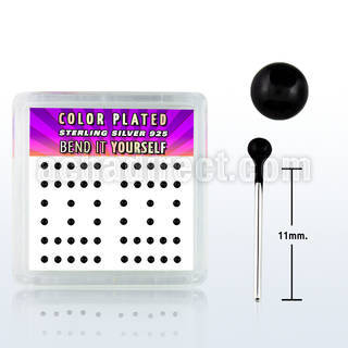 nykbbx2 caja display piercing nariz doblar tu mismo plata esterlina 925 0 6mm bola negro 2mm mayorista